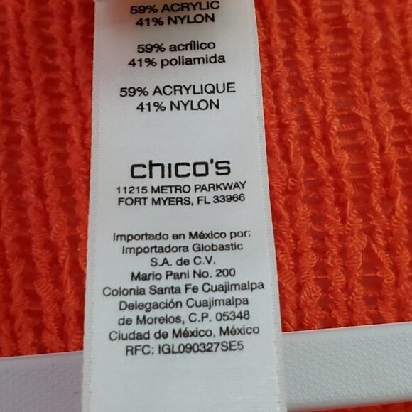 Chicos Fringe Cardigan Sweater‎ 0 Small Orange Tassel Boho Crochet Open Front - Picture 6 of 11